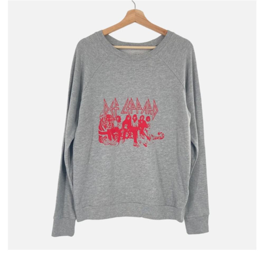 NEW Treasure & Bond Def Leppard Graphic Band Sweatshirt Crew MEDIUM Gray